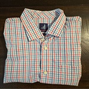Johnnie-O XL Cary Prep-Formance Red/BluePlaid Button Down UPF 50 Shirt